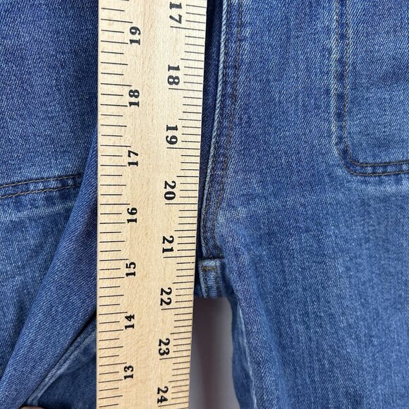 Madewell Women’s Medium Flea Market Flare Overalls in Rita Wash denim Jean f0343 - Picture 9 of 16